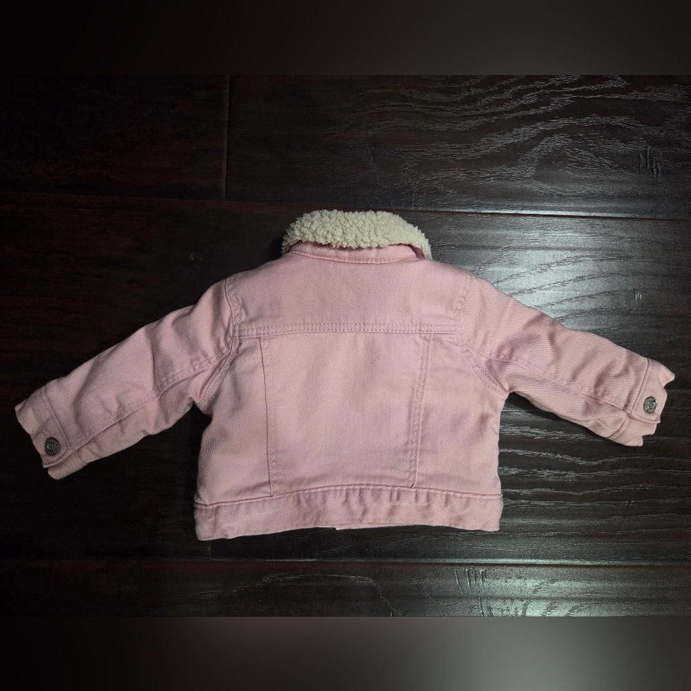 Gap Pink Baby Denim Jacket with Sherpa Lining And Collar - Picture 3 of 7
